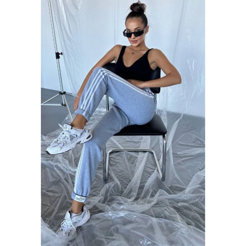 Pantalon dama bumbac vatuit cu 3 dungi laterale People 6238