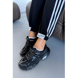 Pantalon dama bumbac vatuit cu 3 dungi laterale People 6238