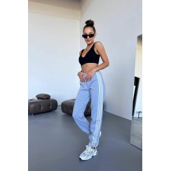 Pantalon dama bumbac vatuit cu 3 dungi laterale People 6238