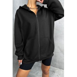 Hanorac dama bumbac vatuit cu gluga uni 1625