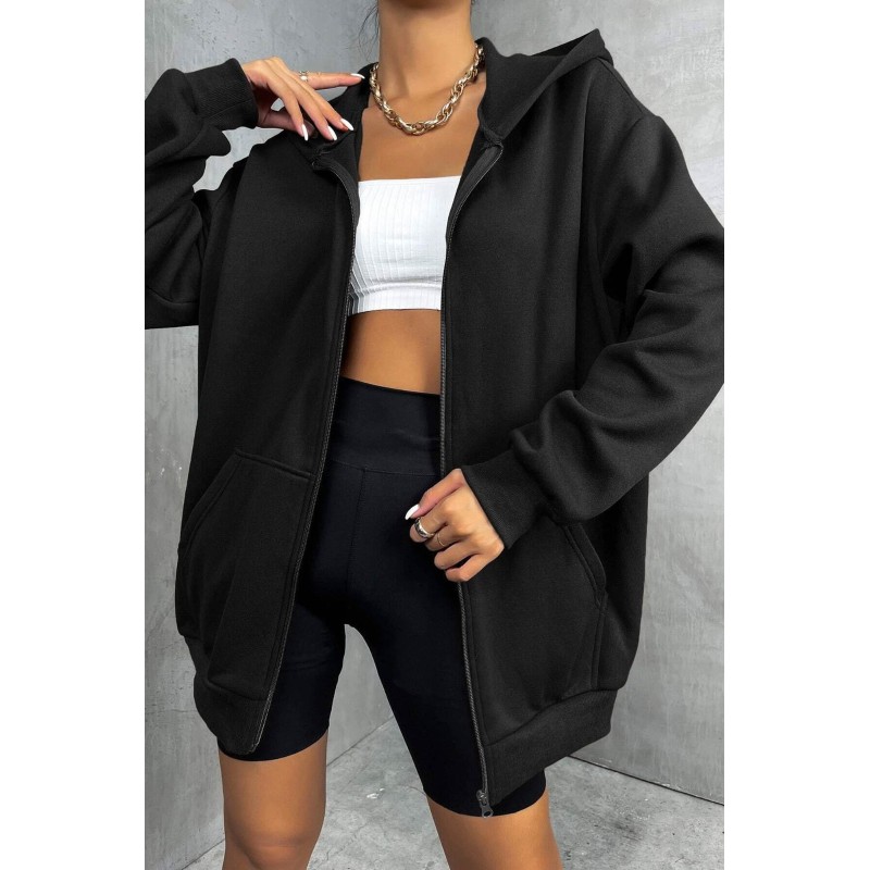 Hanorac dama bumbac vatuit cu gluga uni 1625