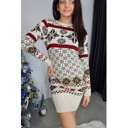 Rochie dama tricotata de Craciun 2070