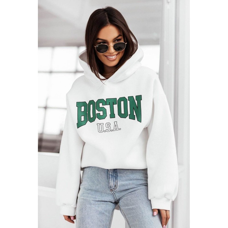 Hanorac dama bumbac vatuit cu imprimeu festiv Boston 1627