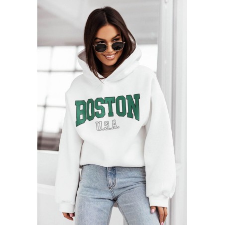 Hanorac dama bumbac vatuit cu imprimeu festiv Boston 1627