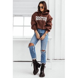 Hanorac dama bumbac vatuit cu imprimeu festiv Boston 1627