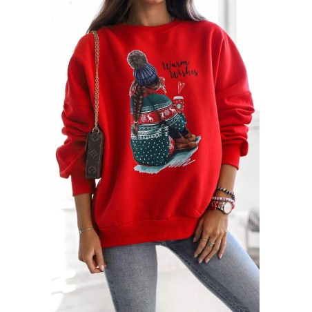 Bluza dama bumbac vatuit cu imprimeu festiv Wishes 1633