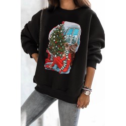 Bluza dama bumbac vatuit cu imprimeu festiv TREE 1630