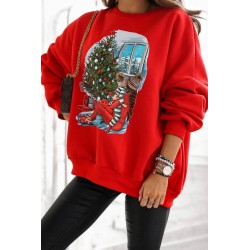 Bluza dama bumbac vatuit cu imprimeu festiv TREE 1630