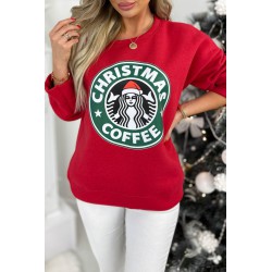 Bluza dama bumbac vatuit cu imprimeu festiv COFFE 1632