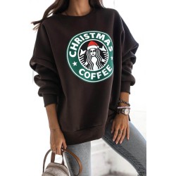 Bluza dama bumbac vatuit cu imprimeu festiv COFFE 1632