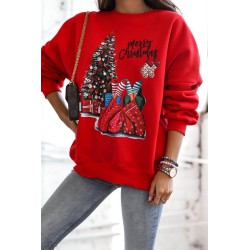 Bluza dama bumbac vatuit cu imprimeu festiv Merry Christmas 1631