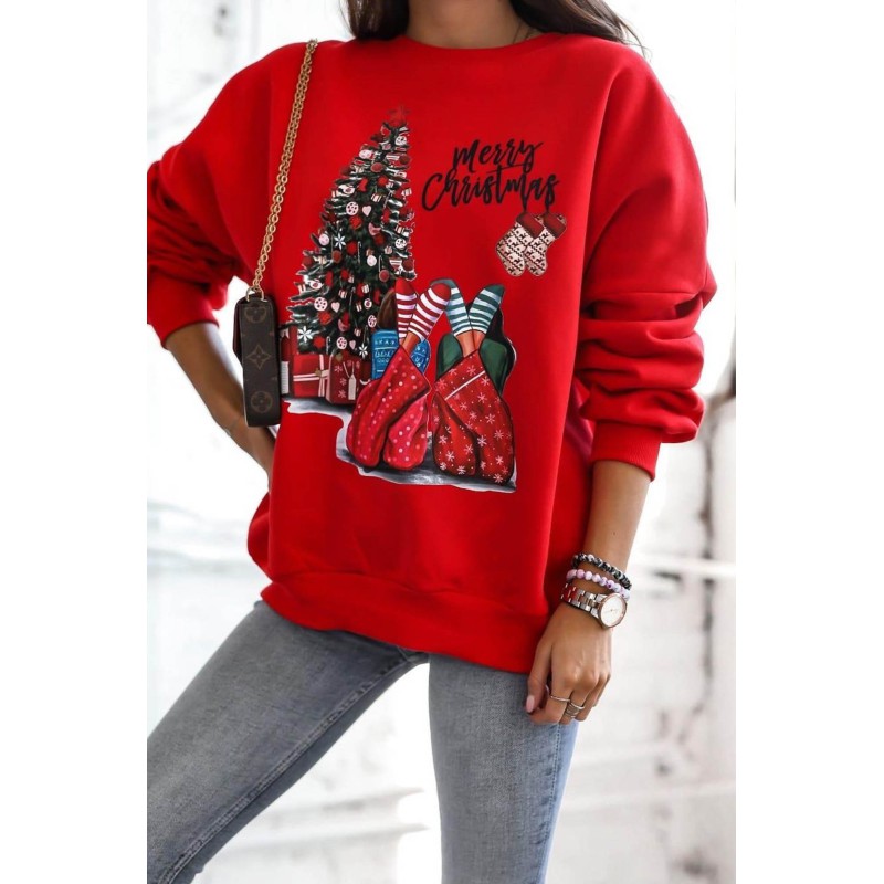 Bluza dama bumbac vatuit cu imprimeu festiv Merry Christmas 1631