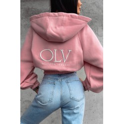 Hanorac dama bumbac vatuit cu gluga OLV Luxury 1624