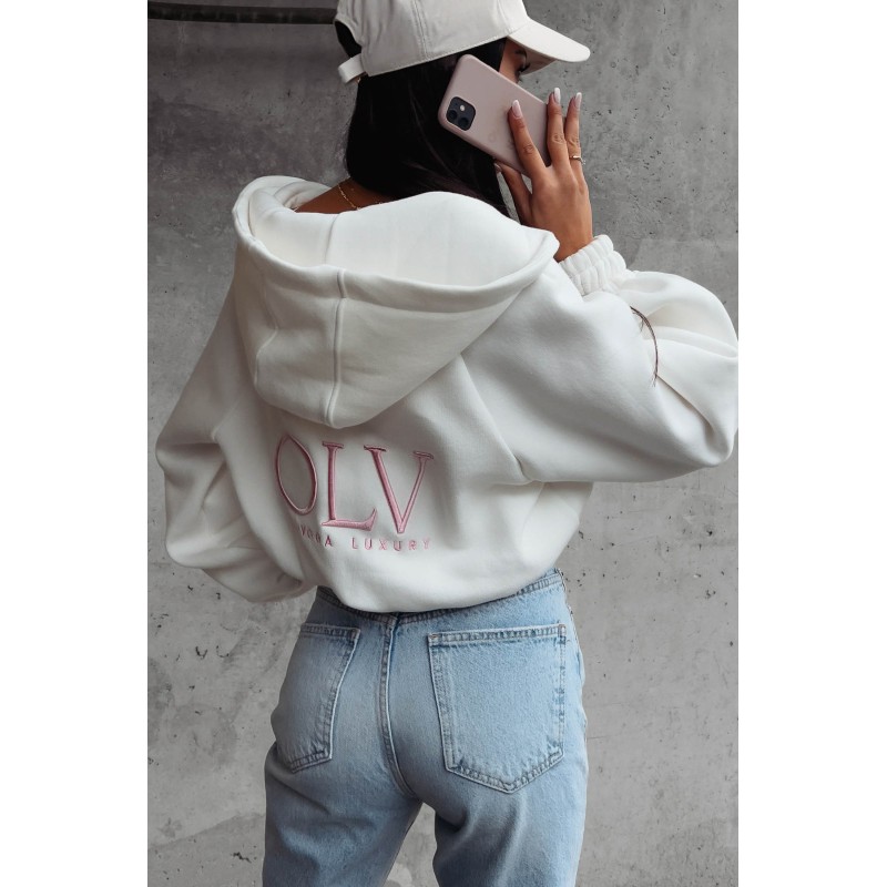 Hanorac dama bumbac vatuit cu gluga OLV Luxury 1624