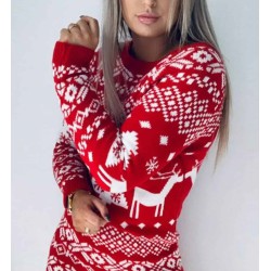 Rochie dama tricotata cu imprimeu de Craciun 2067